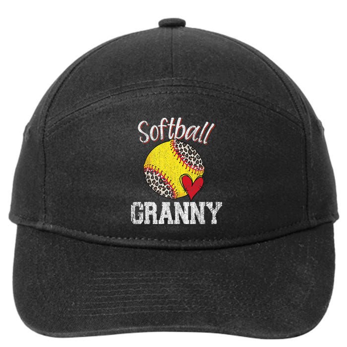 Softball Baseball Granny Leopard Mothers Day Gifts 7-Panel Snapback Hat