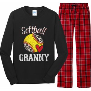 Softball Baseball Granny Leopard Mothers Day Gifts Long Sleeve Pajama Set