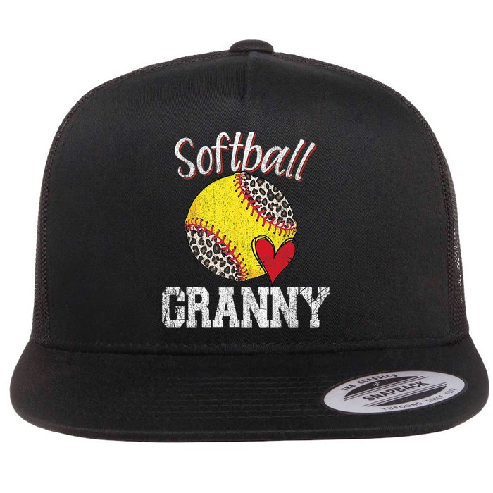 Softball Baseball Granny Leopard Mothers Day Gifts Flat Bill Trucker Hat