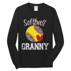 Softball Baseball Granny Leopard Mothers Day Gifts Tall Long Sleeve T-Shirt