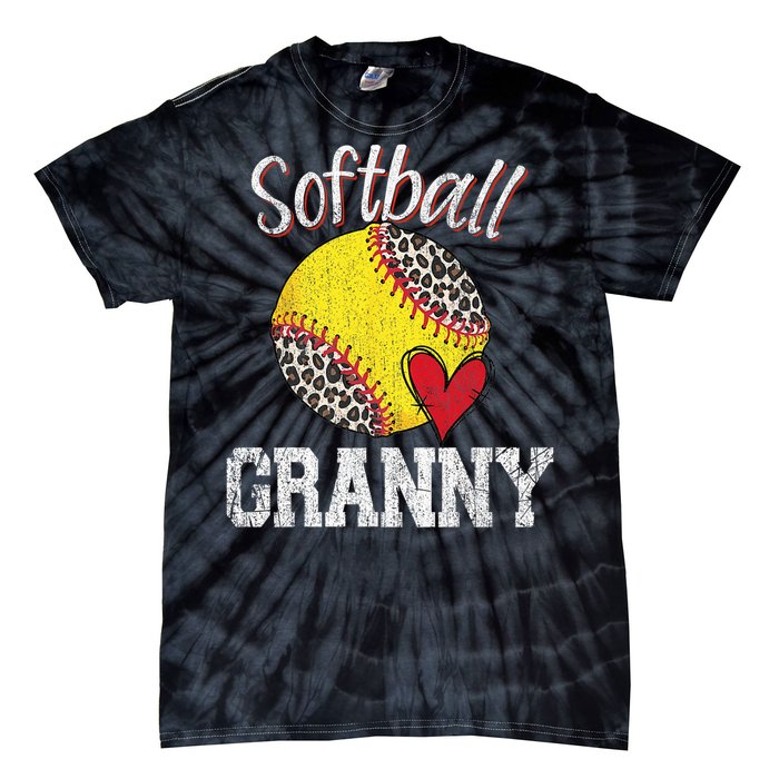 Softball Baseball Granny Leopard Mothers Day Gifts Tie-Dye T-Shirt