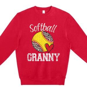 Softball Baseball Granny Leopard Mothers Day Gifts Premium Crewneck Sweatshirt