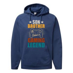 Son Brother Gaming Legend Gamer Performance Fleece Hoodie