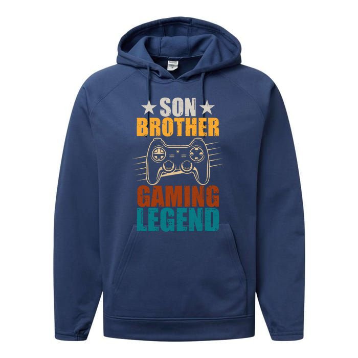 Son Brother Gaming Legend Gamer Performance Fleece Hoodie