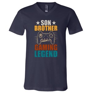 Son Brother Gaming Legend Gamer V-Neck T-Shirt