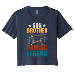 Son Brother Gaming Legend Gamer Women's Crop Top Tee