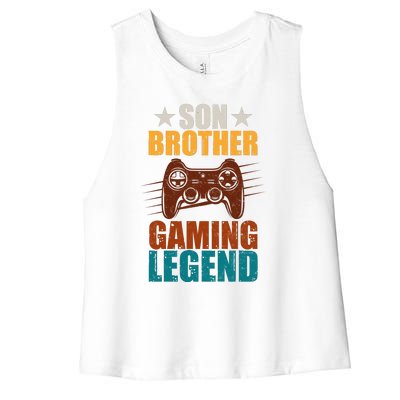 Son Brother Gaming Legend Gamer Women's Racerback Cropped Tank