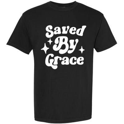 Saved By Grace Motivational Christian Retro Garment-Dyed Heavyweight T-Shirt