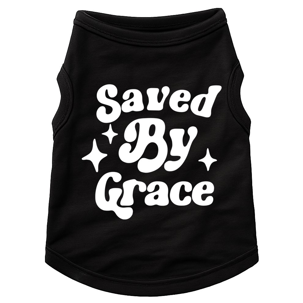 Saved By Grace Motivational Christian Retro Doggie Tank