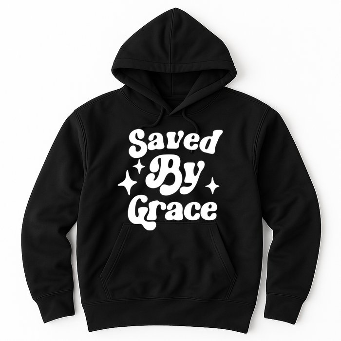 Saved By Grace Motivational Christian Retro Hoodie