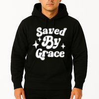 Saved By Grace Motivational Christian Retro Hoodie
