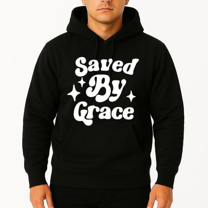 Saved By Grace Motivational Christian Retro Hoodie