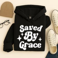 Saved By Grace Motivational Christian Retro Hoodie