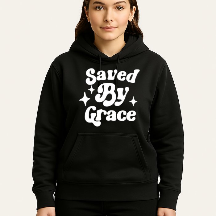 Saved By Grace Motivational Christian Retro Hoodie