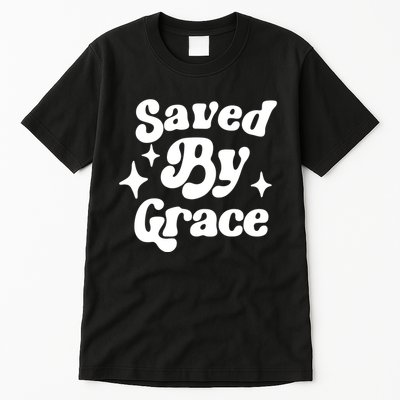 Saved By Grace Motivational Christian Retro Tall T-Shirt