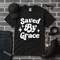 Saved By Grace Motivational Christian Retro Tall T-Shirt