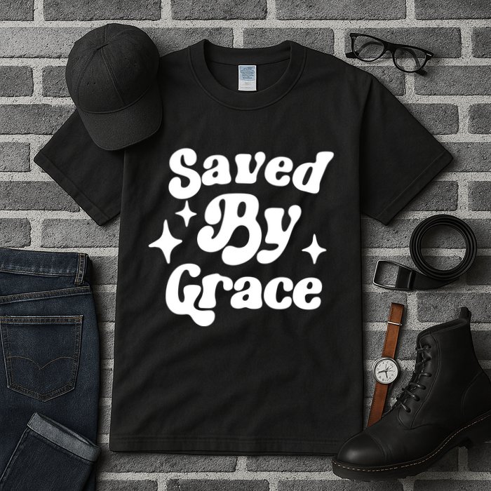Saved By Grace Motivational Christian Retro Tall T-Shirt