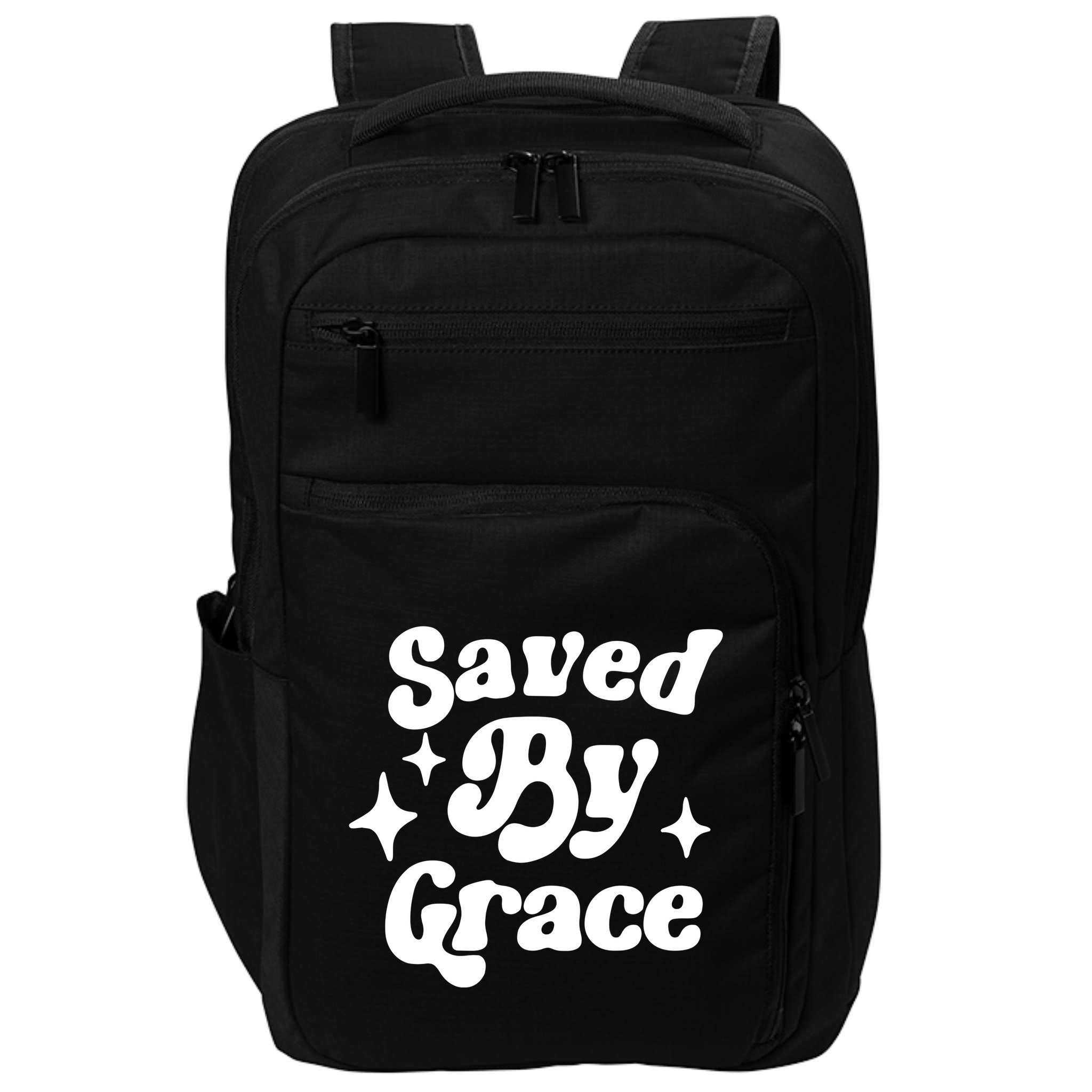 Saved By Grace Motivational Christian Retro Impact Tech Backpack