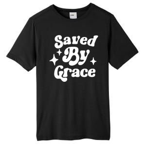 Saved By Grace Motivational Christian Retro Tall Fusion ChromaSoft Performance T-Shirt