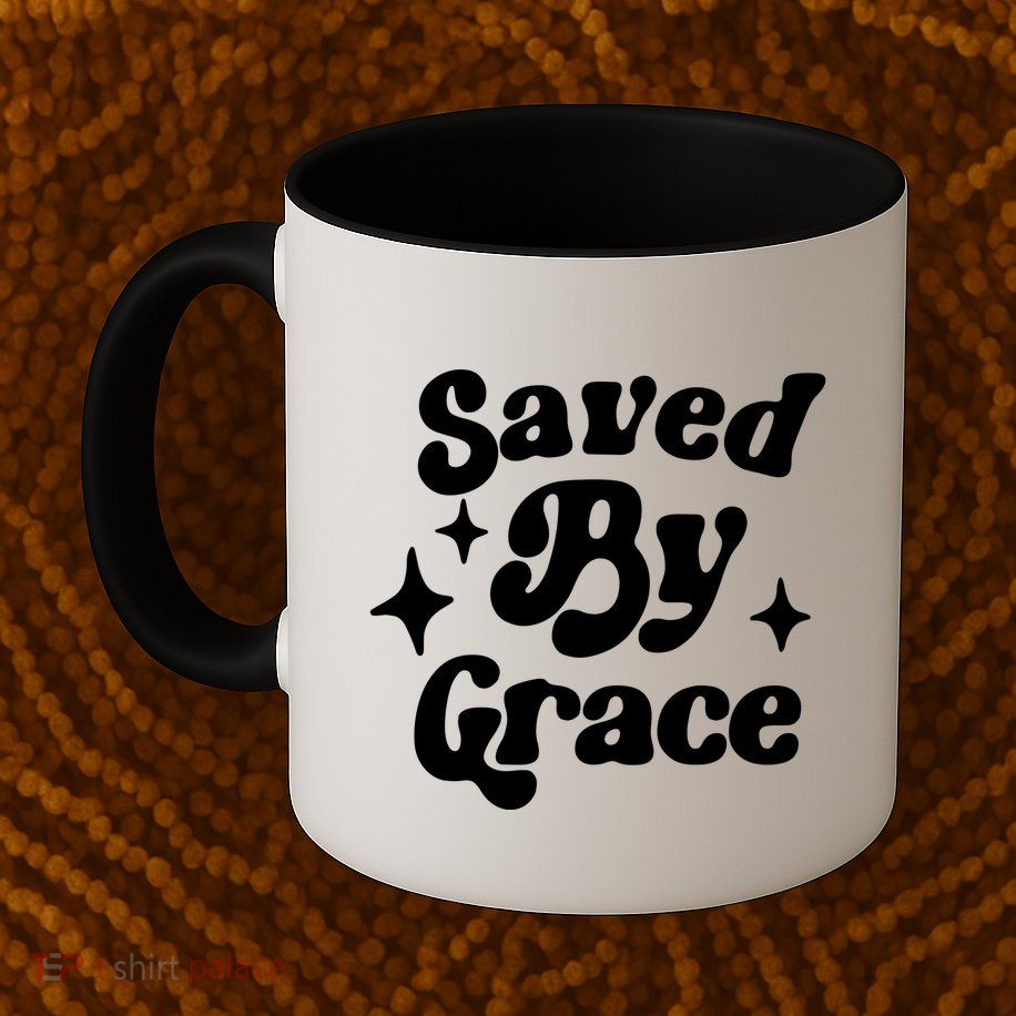 Saved By Grace Motivational Christian Retro Mug