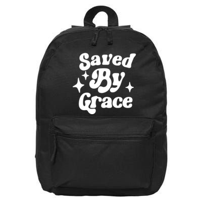 Saved By Grace Motivational Christian Retro 16 in Basic Backpack