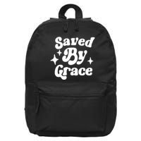 Saved By Grace Motivational Christian Retro 16 in Basic Backpack