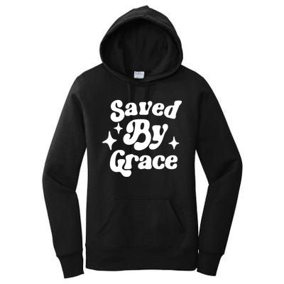 Saved By Grace Motivational Christian Retro Women's Pullover Hoodie