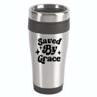 Saved By Grace Motivational Christian Retro 16oz Travel Tumbler