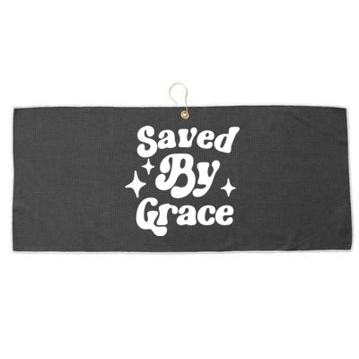 Saved By Grace Motivational Christian Retro Large Microfiber Waffle Golf Towel