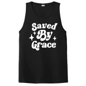 Saved By Grace Motivational Christian Retro PosiCharge Competitor Tank