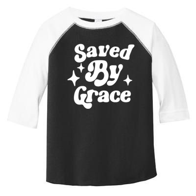 Saved By Grace Motivational Christian Retro Toddler Fine Jersey T-Shirt