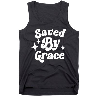 Saved By Grace Motivational Christian Retro Tank Top
