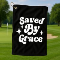 Saved By Grace Motivational Christian Retro Golf Towel