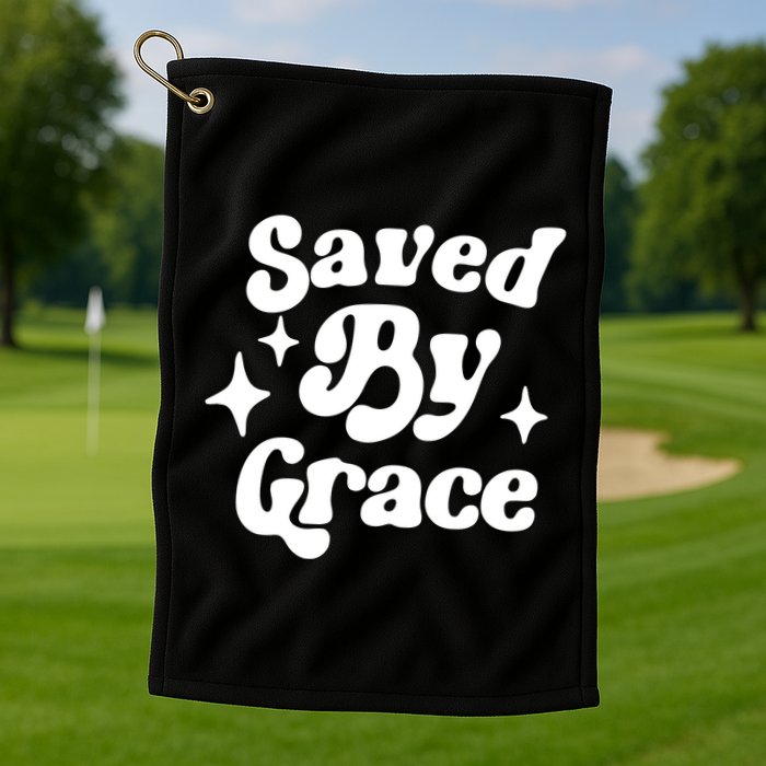 Saved By Grace Motivational Christian Retro Golf Towel