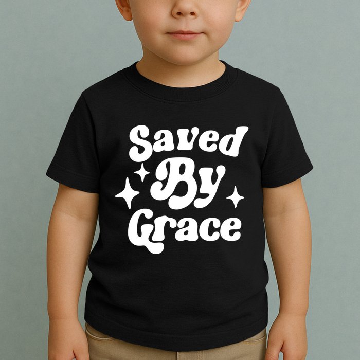 Saved By Grace Motivational Christian Retro Toddler T-Shirt