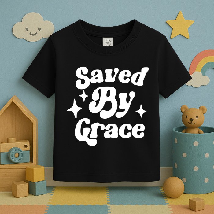 Saved By Grace Motivational Christian Retro Toddler T-Shirt