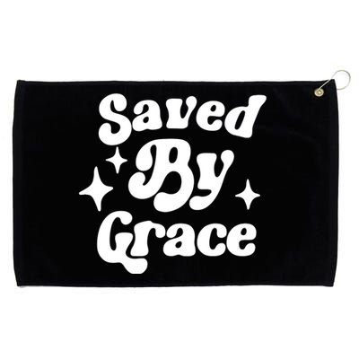 Saved By Grace Motivational Christian Retro Grommeted Golf Towel