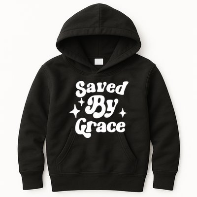 Saved By Grace Motivational Christian Retro Kids Hoodie