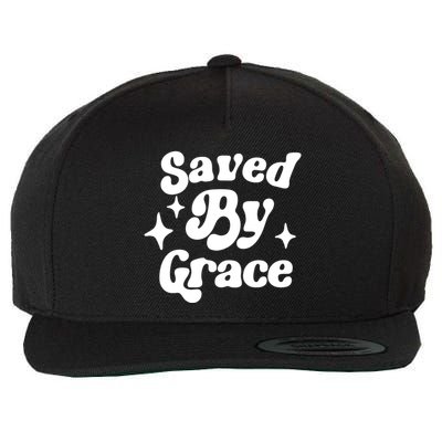 Saved By Grace Motivational Christian Retro Wool Snapback Cap