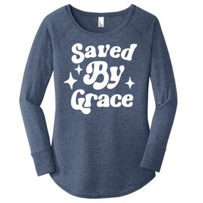 Saved By Grace Motivational Christian Retro Women's Perfect Tri Tunic Long Sleeve Shirt