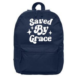 Saved By Grace Motivational Christian Retro 16 in Basic Backpack