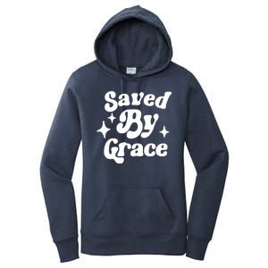 Saved By Grace Motivational Christian Retro Women's Pullover Hoodie