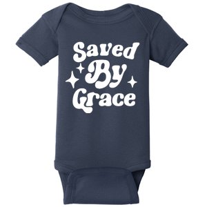 Saved By Grace Motivational Christian Retro Baby Bodysuit