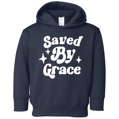 Saved By Grace Motivational Christian Retro Toddler Hoodie