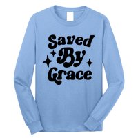 Saved By Grace Motivational Christian Retro Long Sleeve Shirt