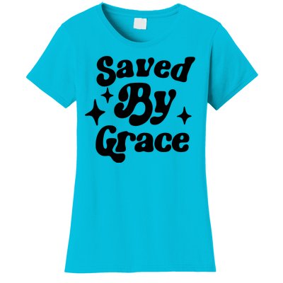 Saved By Grace Motivational Christian Retro Women's T-Shirt