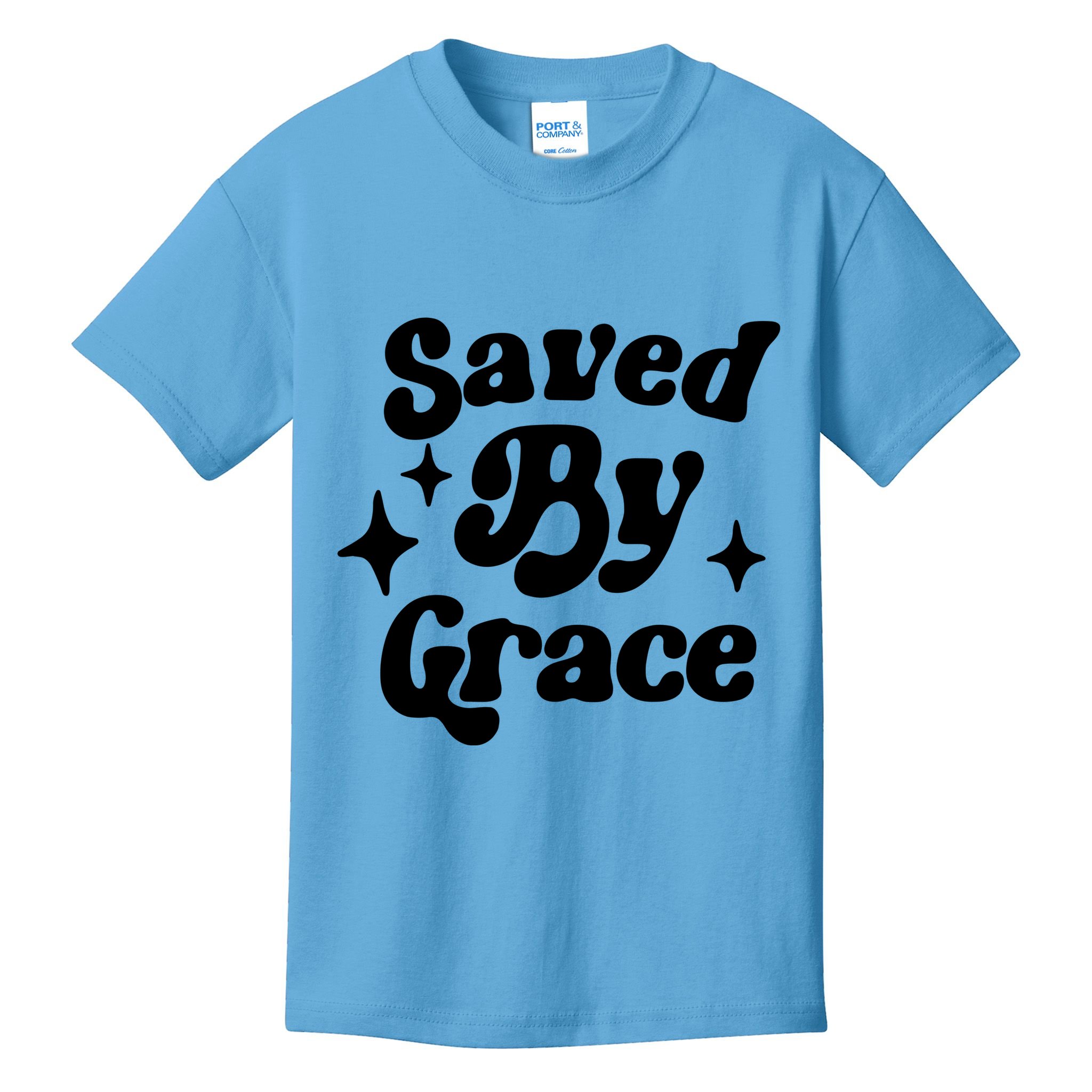 Saved By Grace Motivational Christian Retro Kids T-Shirt