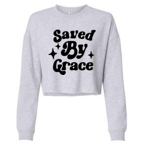 Saved By Grace Motivational Christian Retro Cropped Pullover Crew