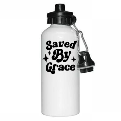 Saved By Grace Motivational Christian Retro Aluminum Water Bottle