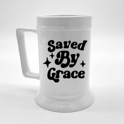 Saved By Grace Motivational Christian Retro Beer Stein